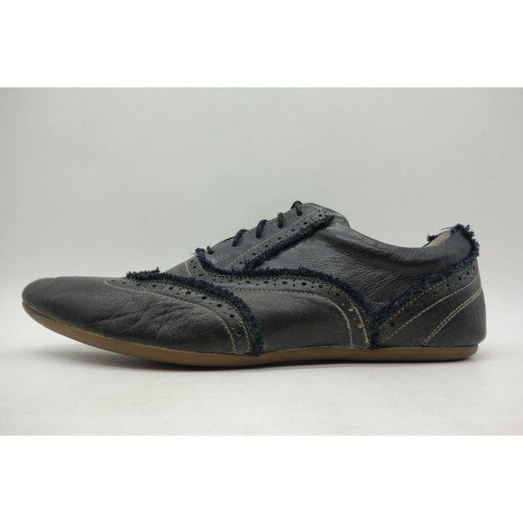 Blackstone Black Leather Distressed Edge Wingtip Oxfords Shoes Men\'s 45 / 11